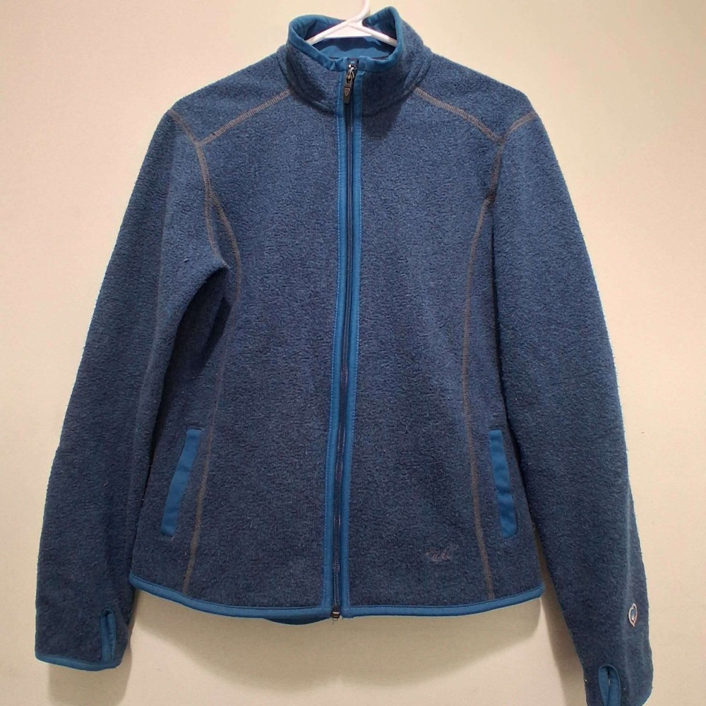 Kuhl Alfpaca Fleece Jacket Womens Medium Blue Full Zip Thumbholes Mock Neck